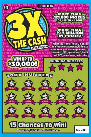 3X the Cash 13th Edition scratch ticket — sample view